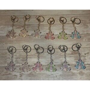 NEW Adorable Frog Rhinestone Key Ring Purse Backpack Charm Keychain Choose Color